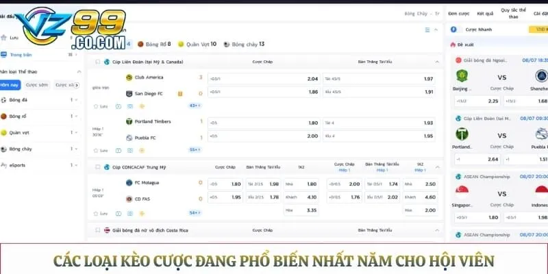 Các loại kèo cược đang phổ biến nhất năm cho hội viên