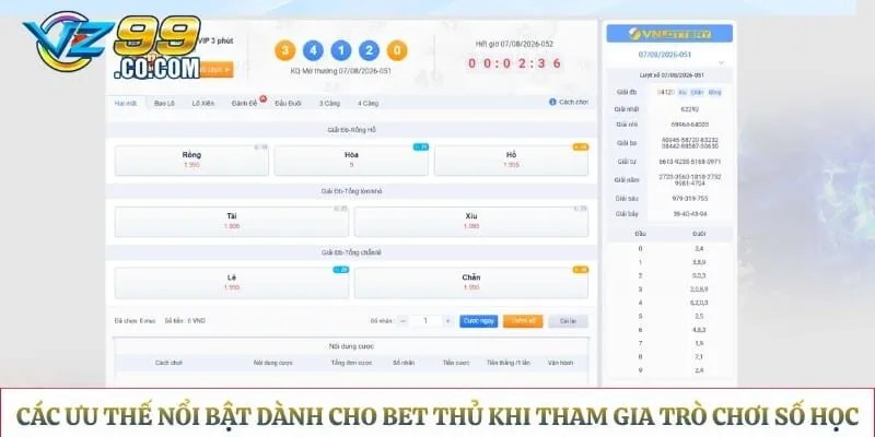 Các ưu thế nổi bật dành cho bet thủ khi tham gia trò chơi số học 