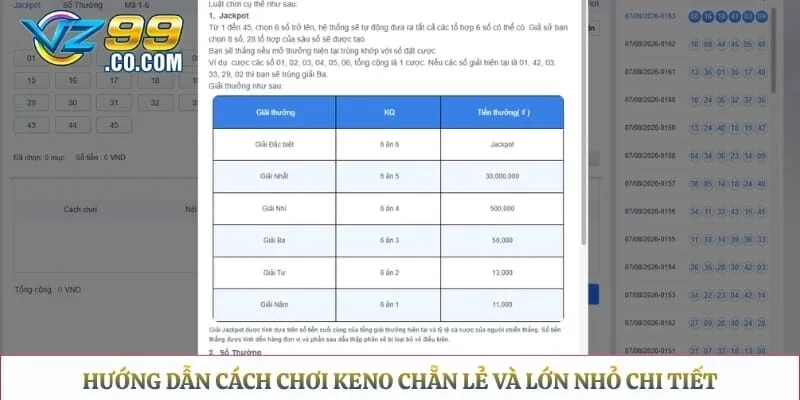 Hướng dẫn cách chơi keno chẵn lẻ và lớn nhỏ chi tiết