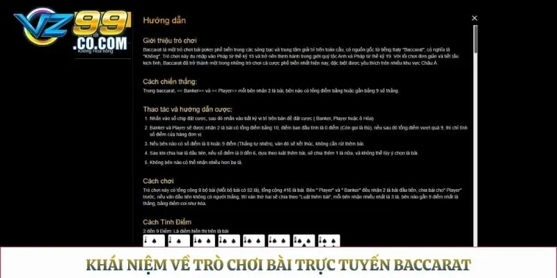 Khái niệm về trò chơi bài trực tuyến baccarat