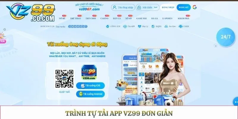 Trình tự tải app Vz99 đơn giản
